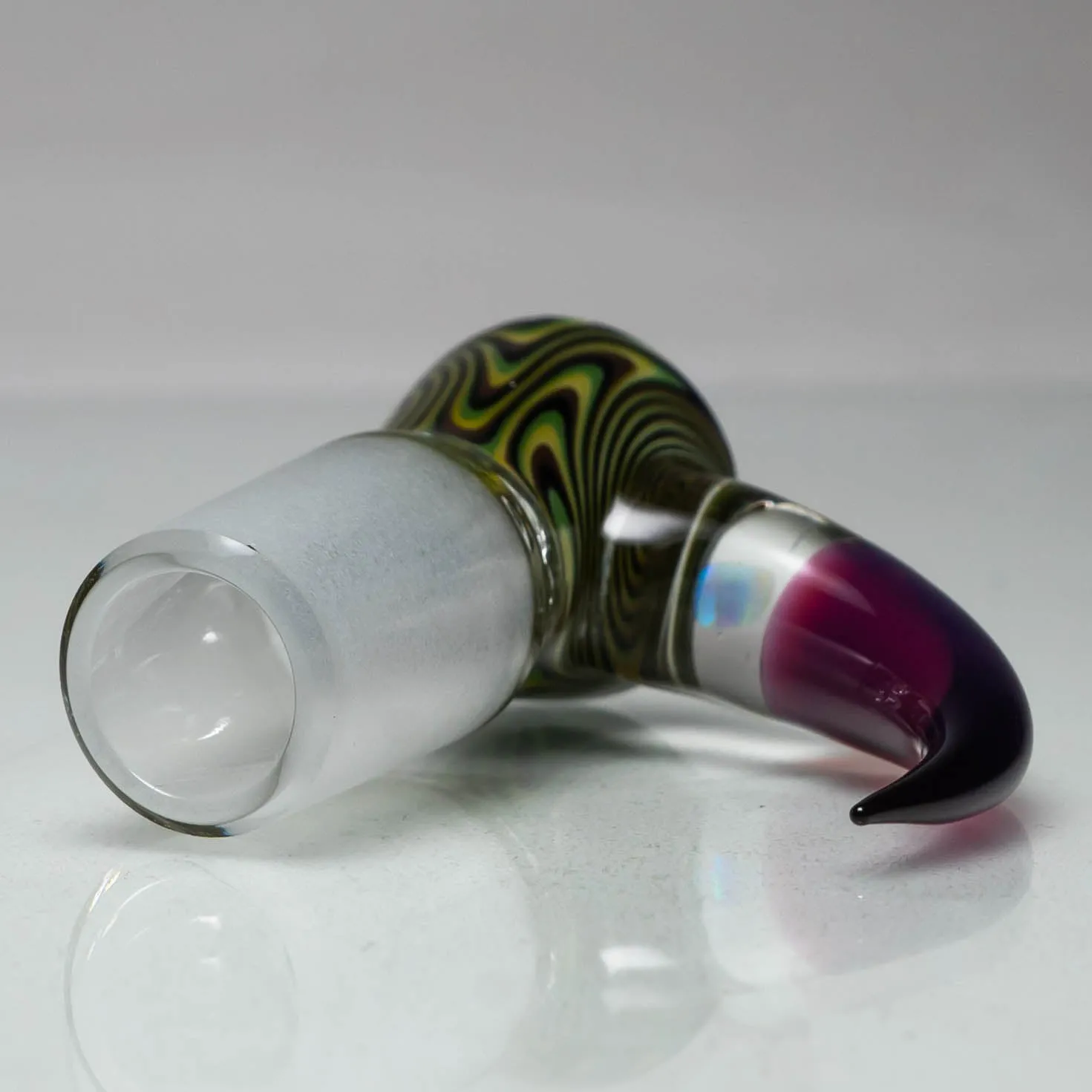 Unity Glassworks - 4 Hole Worked Opal Horn Slide - 18mm - Army & Stargazer