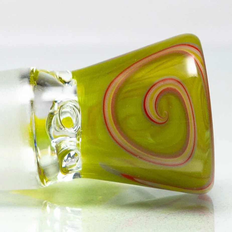 Unity Glassworks - 4 Hole Worked Opal Horn Slide - 18mm - Watermelon & SS. Slyme