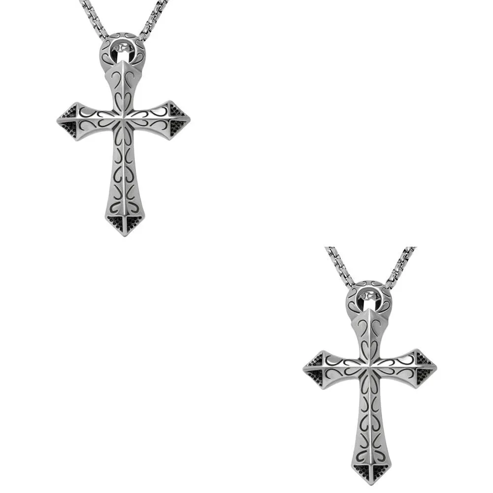 US 1-2 Pack Stainless Steel Large Egyptian Ankh Cross Pendant Necklace For Men