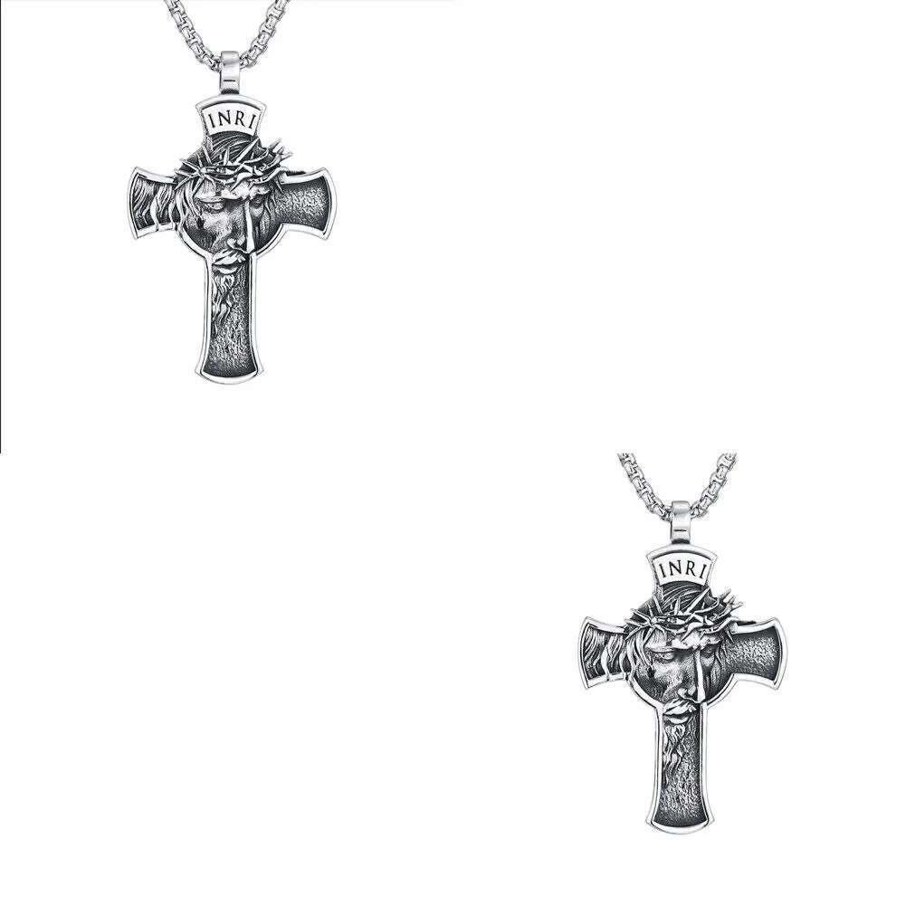 US 1-2 Pack Stainless Steel Necklace Jesus Crucifix Cross Mens Celtic Orthodox