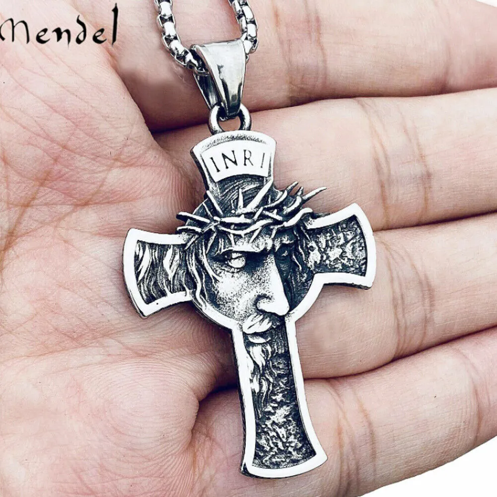 US 1-2 Pack Stainless Steel Necklace Jesus Crucifix Cross Mens Celtic Orthodox