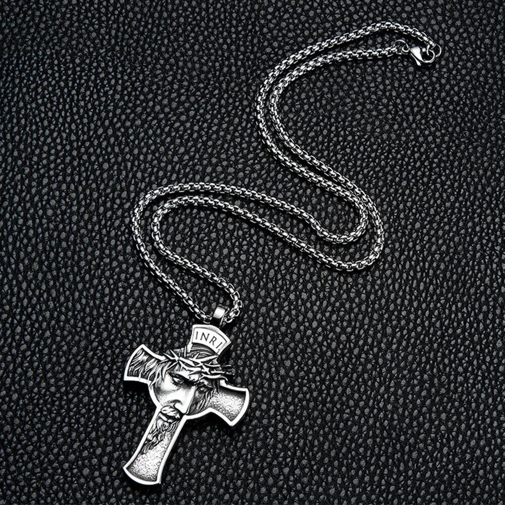 US 1-2 Pack Stainless Steel Necklace Jesus Crucifix Cross Mens Celtic Orthodox