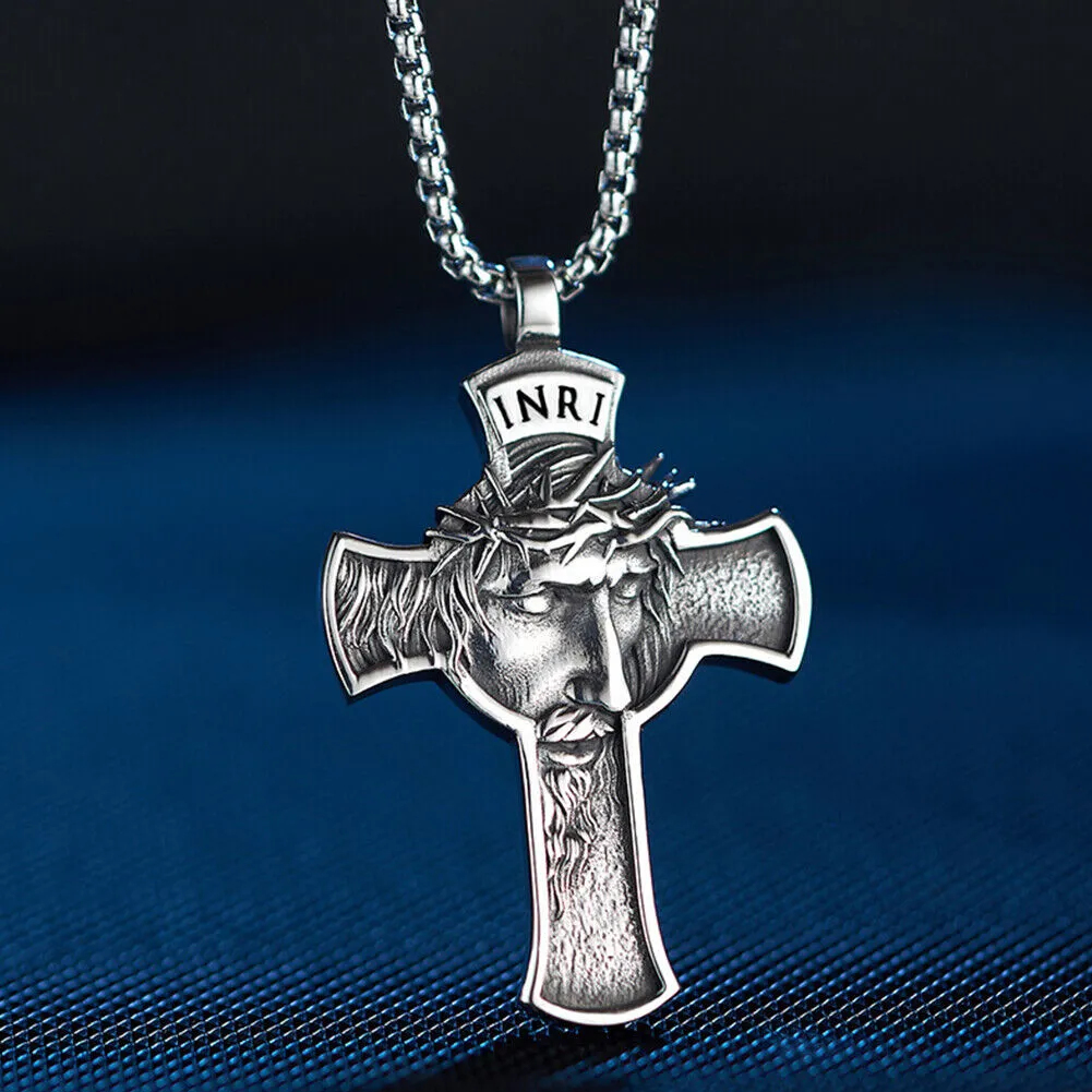 US 1-2 Pack Stainless Steel Necklace Jesus Crucifix Cross Mens Celtic Orthodox