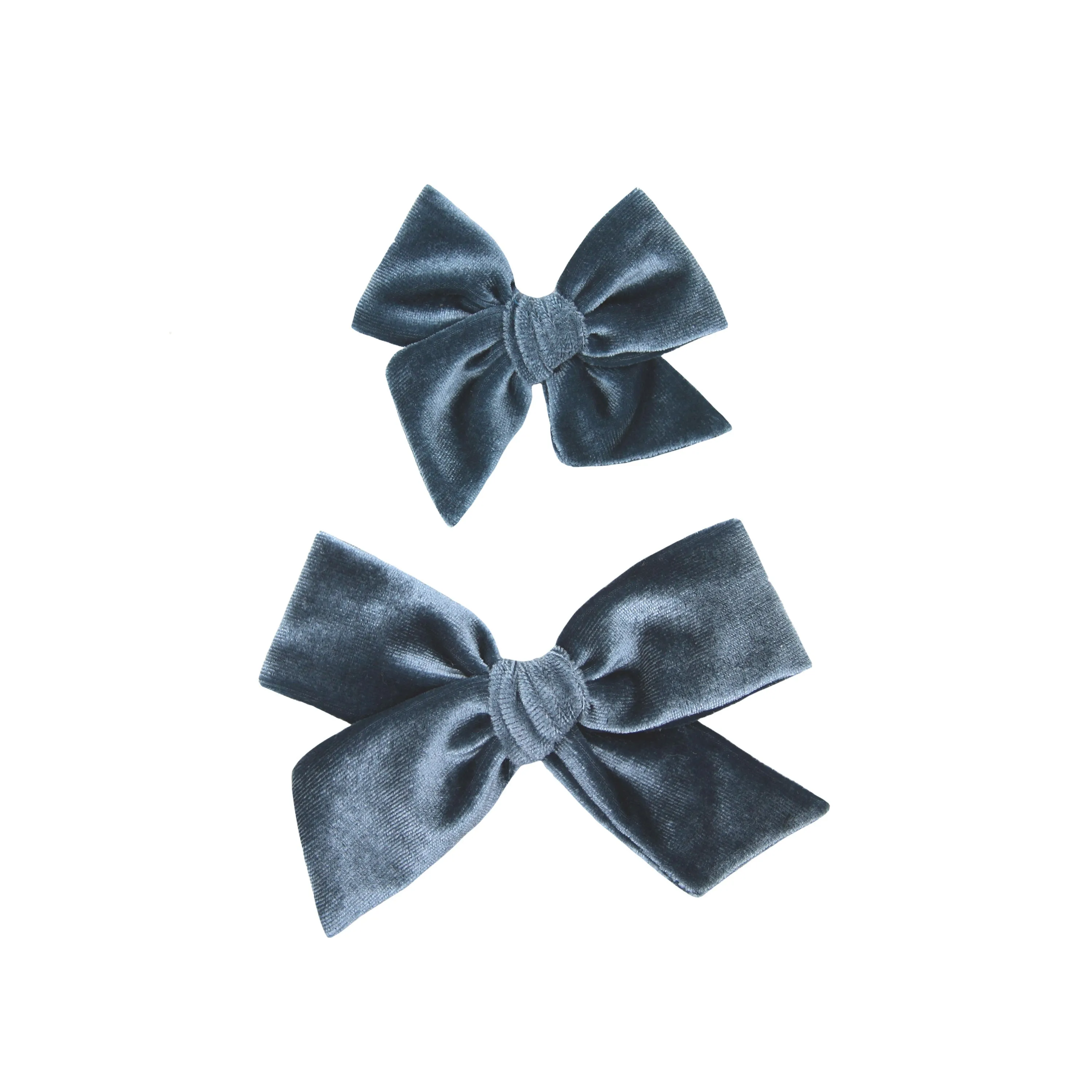 Velvet - Steel Blue Bow Clip