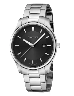 Wenger Mens City Classic - Stainless Steel - Bracelet - Black Dial - Date