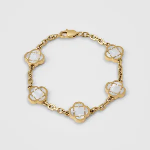 White Clover Stone Bracelet (Gold)