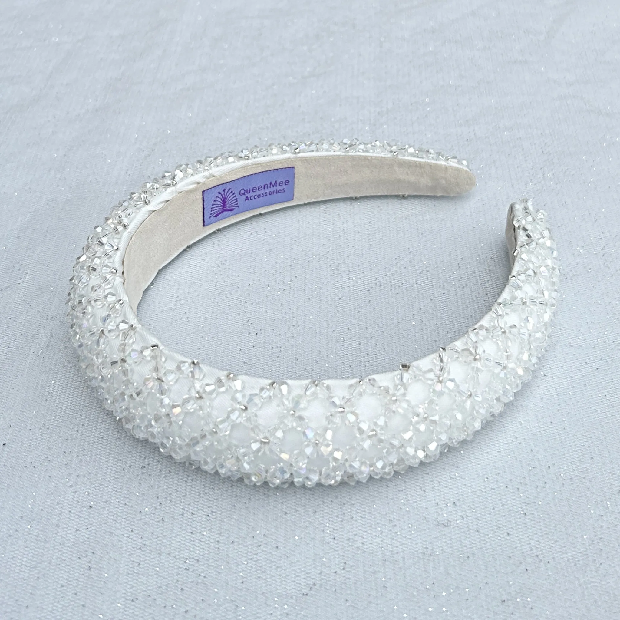 White Sparkly Headband Beaded Headband