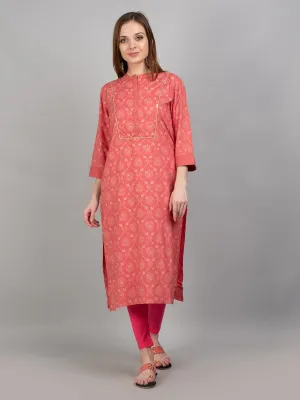 Women Coral Ornamental Printed Kurta