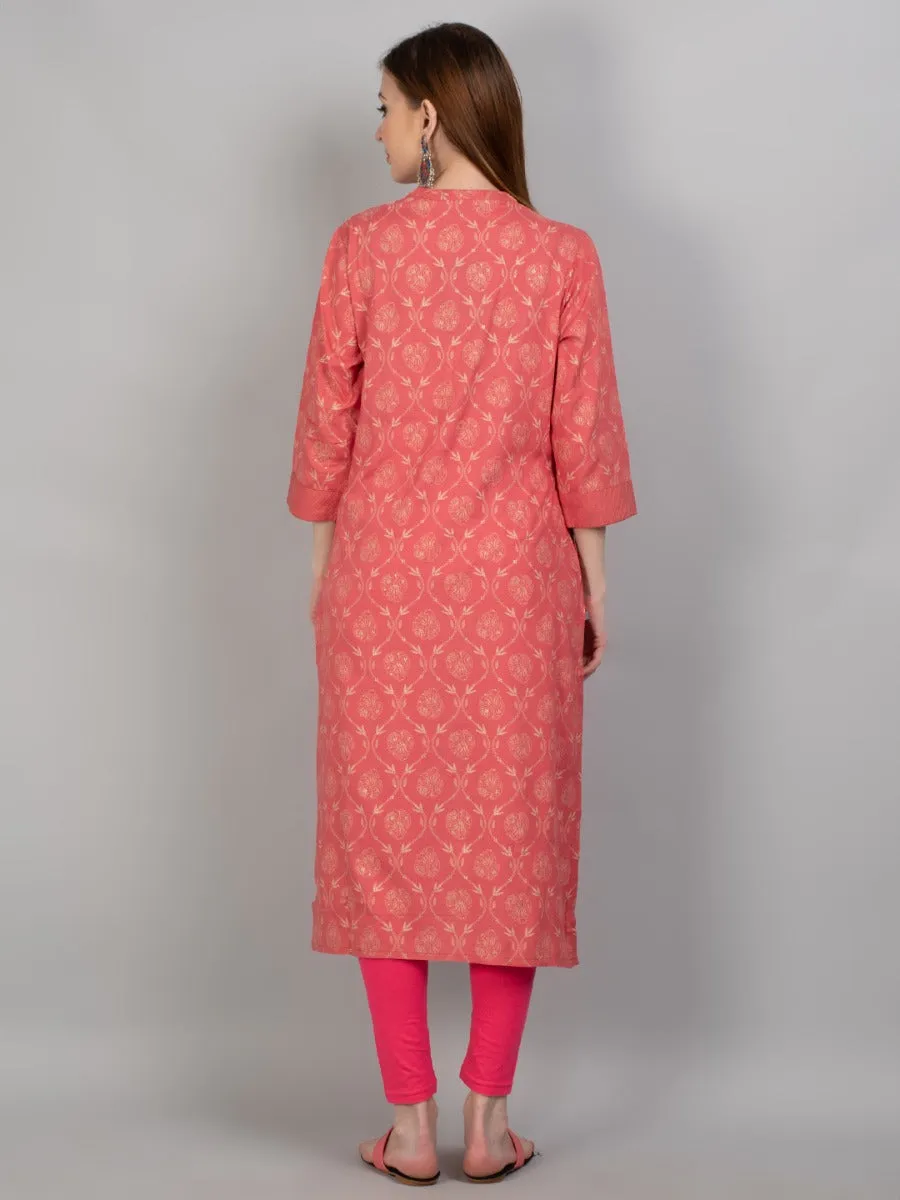 Women Coral Ornamental Printed Kurta