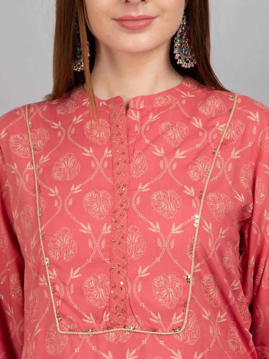 Women Coral Ornamental Printed Kurta