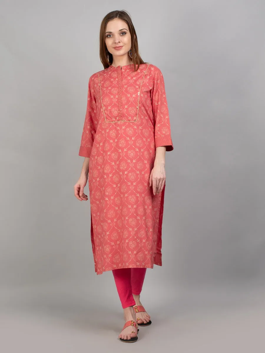 Women Coral Ornamental Printed Kurta