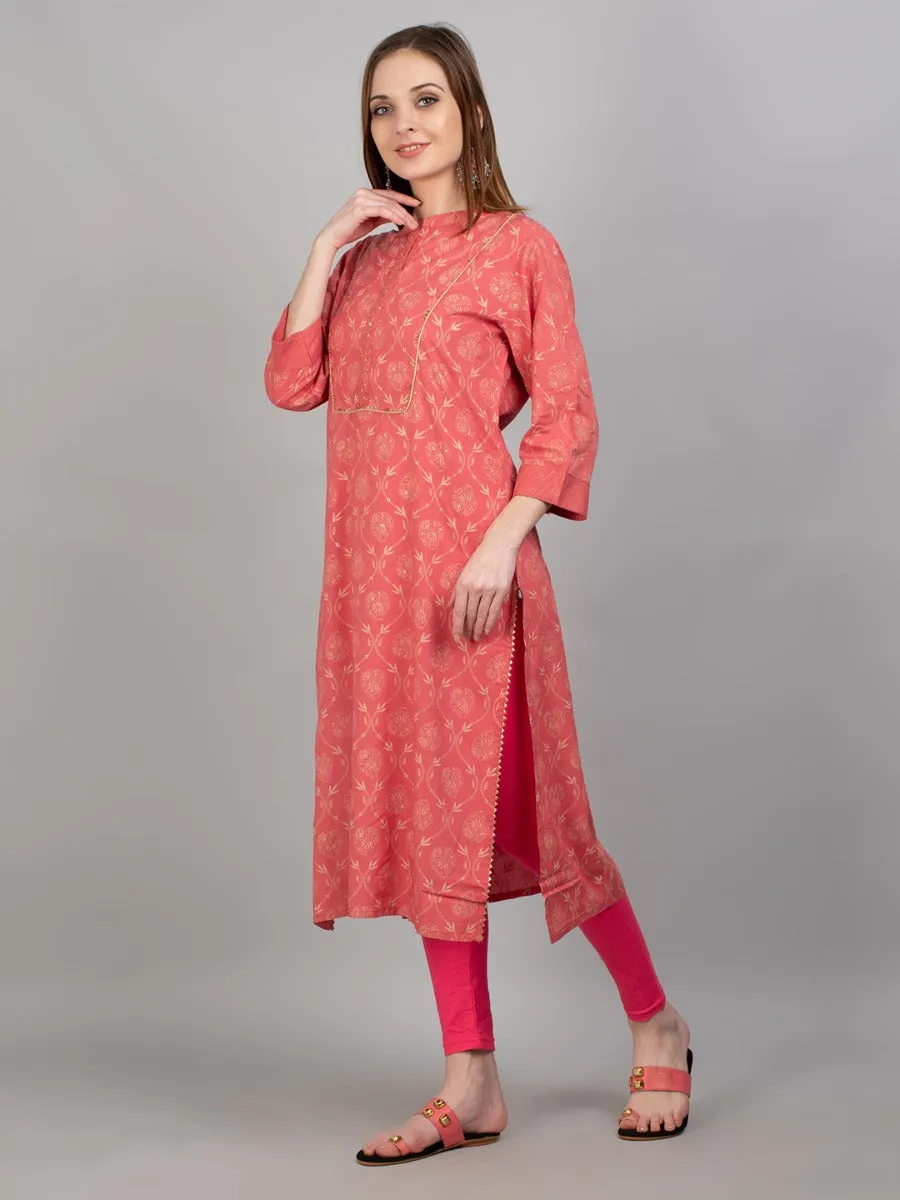 Women Coral Ornamental Printed Kurta