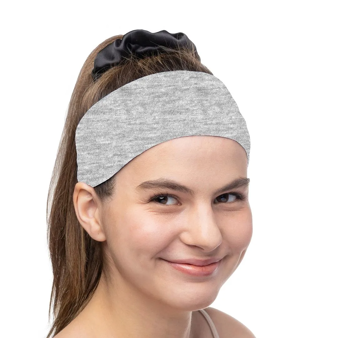 Women's Headbands Cotton Jersey 3" Wide Yoga Fitness Fashion Made in the USA Heather Gray