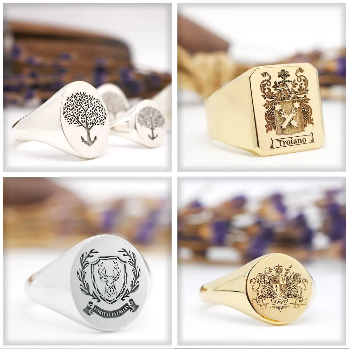 Women's Round Signet Ring - Medium - Laser Engraved Family Crest / Logo