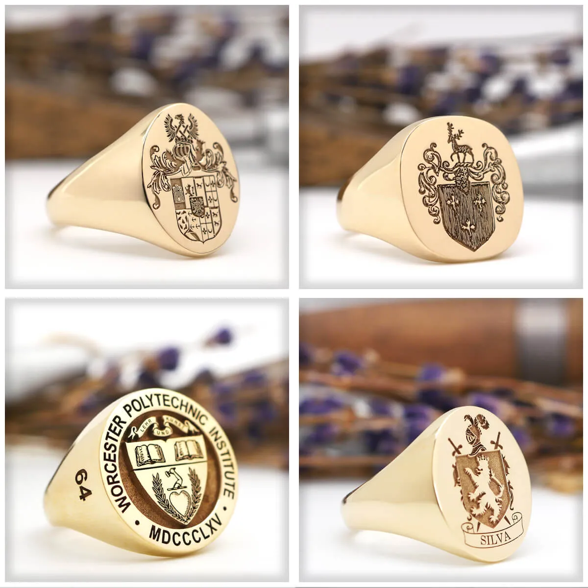 Women's Round Signet Ring - Medium - Laser Engraved Family Crest / Logo