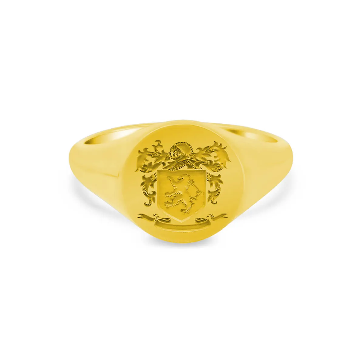 Women's Round Signet Ring - Medium - Laser Engraved Family Crest / Logo