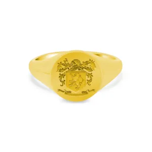 Women's Round Signet Ring - Medium - Laser Engraved Family Crest / Logo