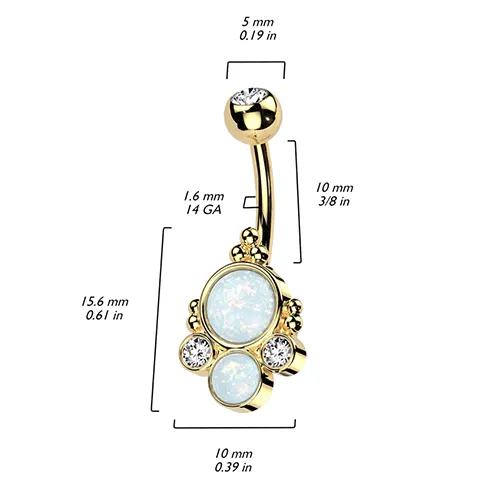 Zelda Opal Blitz Belly Ring with Gold Plating