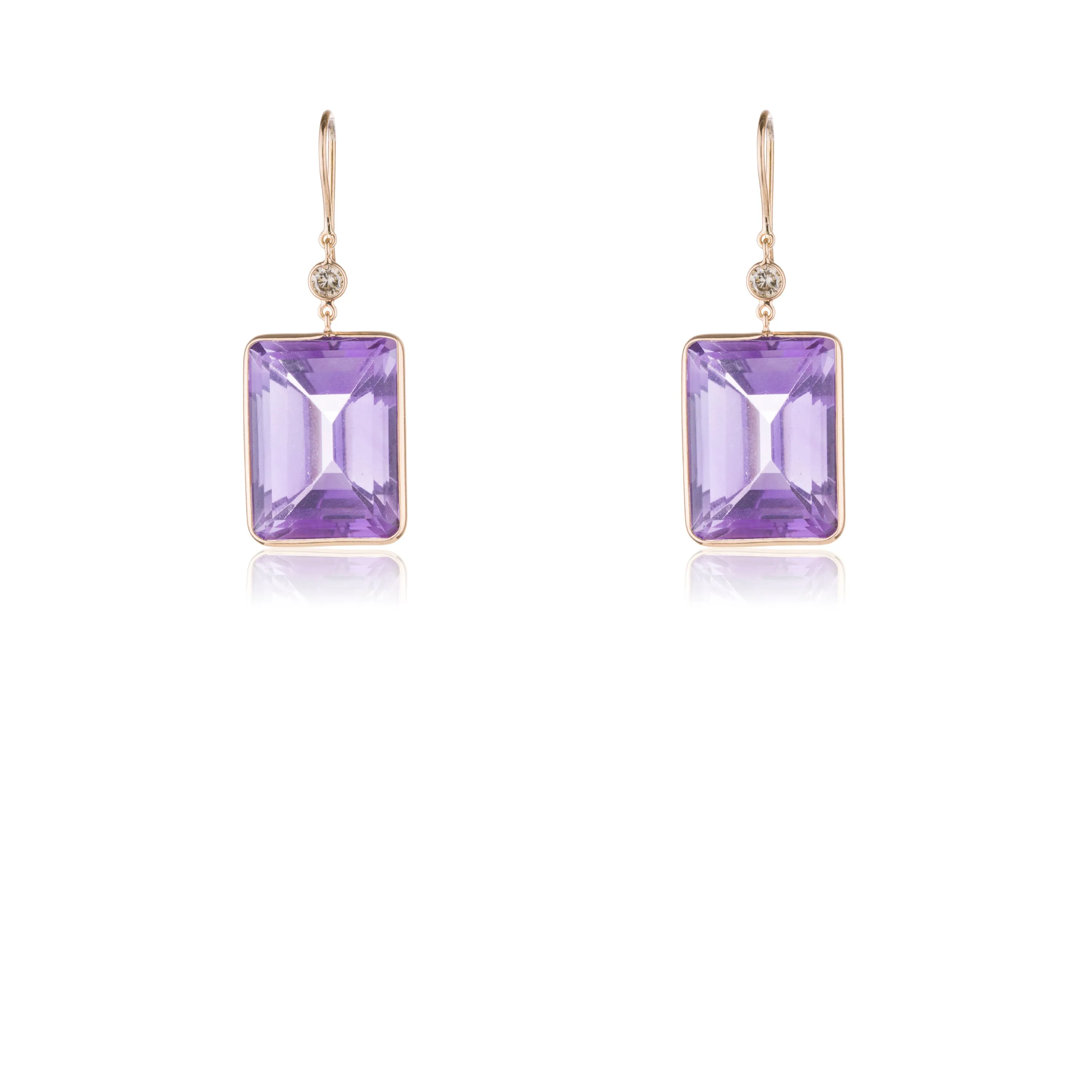 Zoya Amethyst and Diamond Earrings, 18K Gold