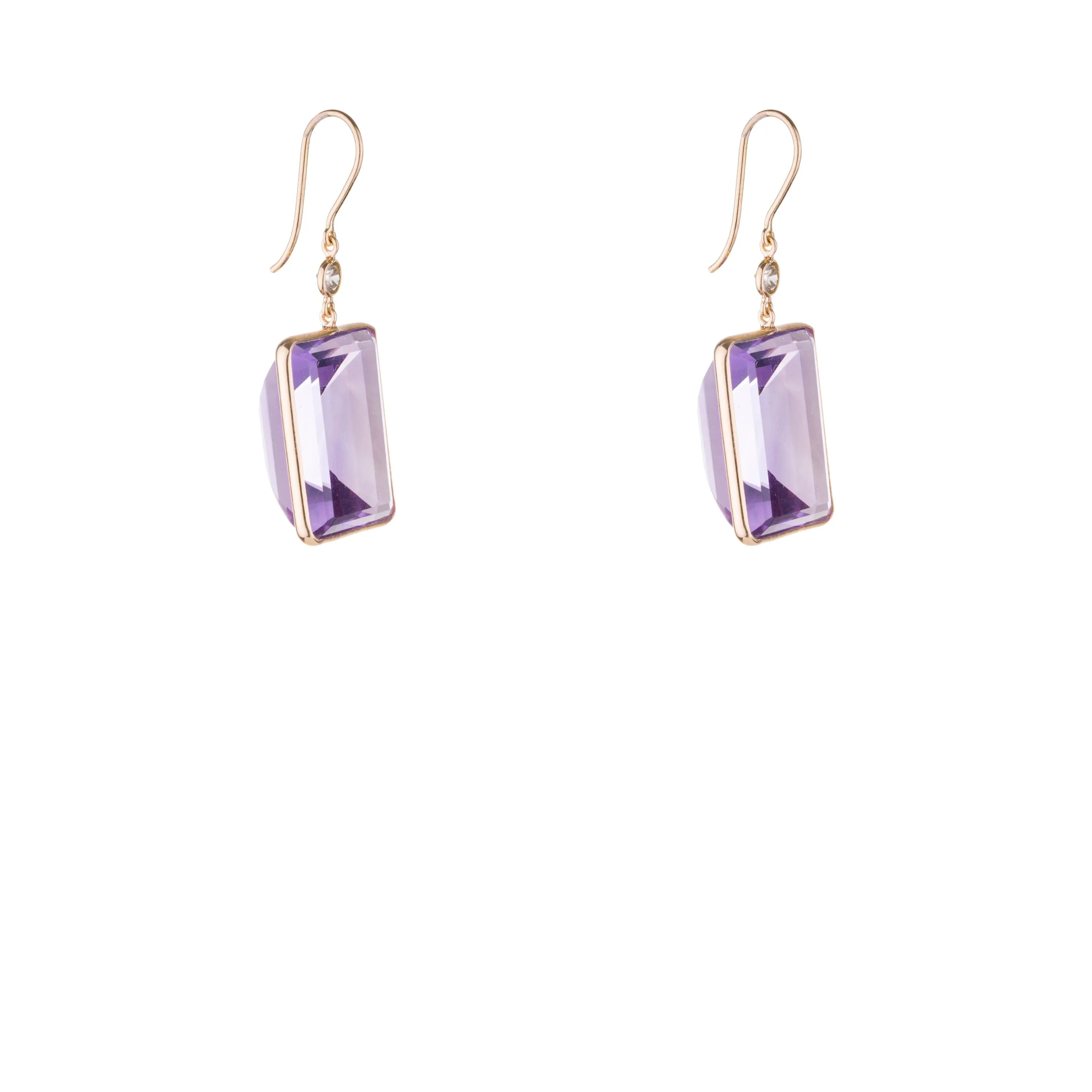 Zoya Amethyst and Diamond Earrings, 18K Gold